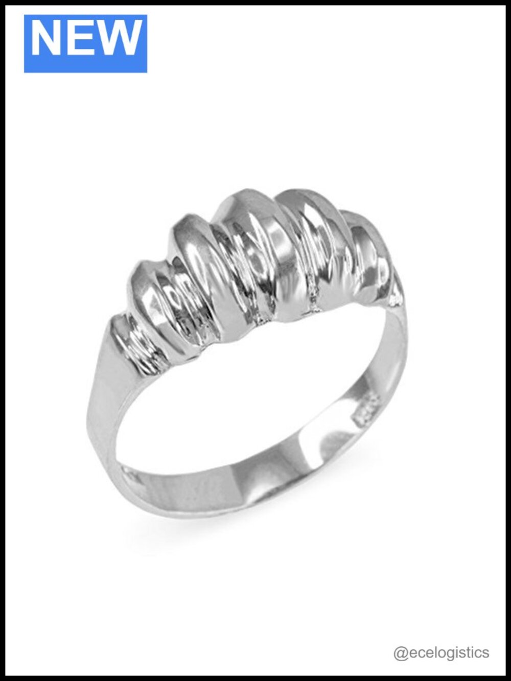 Ribbed Dome Ring 925 Sterling Silver Size 7